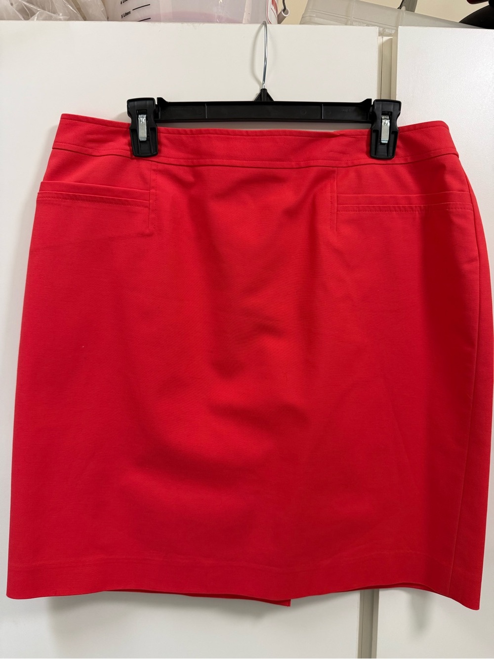 Nordstrom Halogen Neon Red Pencil mini Skirt Lined Zipper Cotton Sz 14